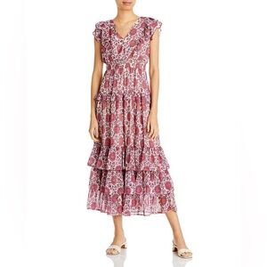 Aqua Ruffled Floral Maxi Dress